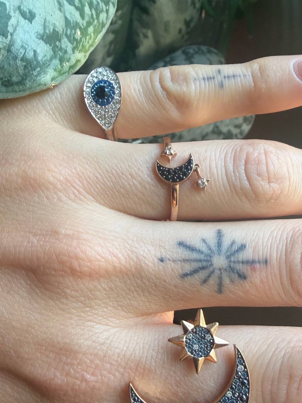 Small Crescent Moon Dangle Ring